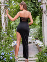 D&M Mesh Insert Split Thigh Tube Dress